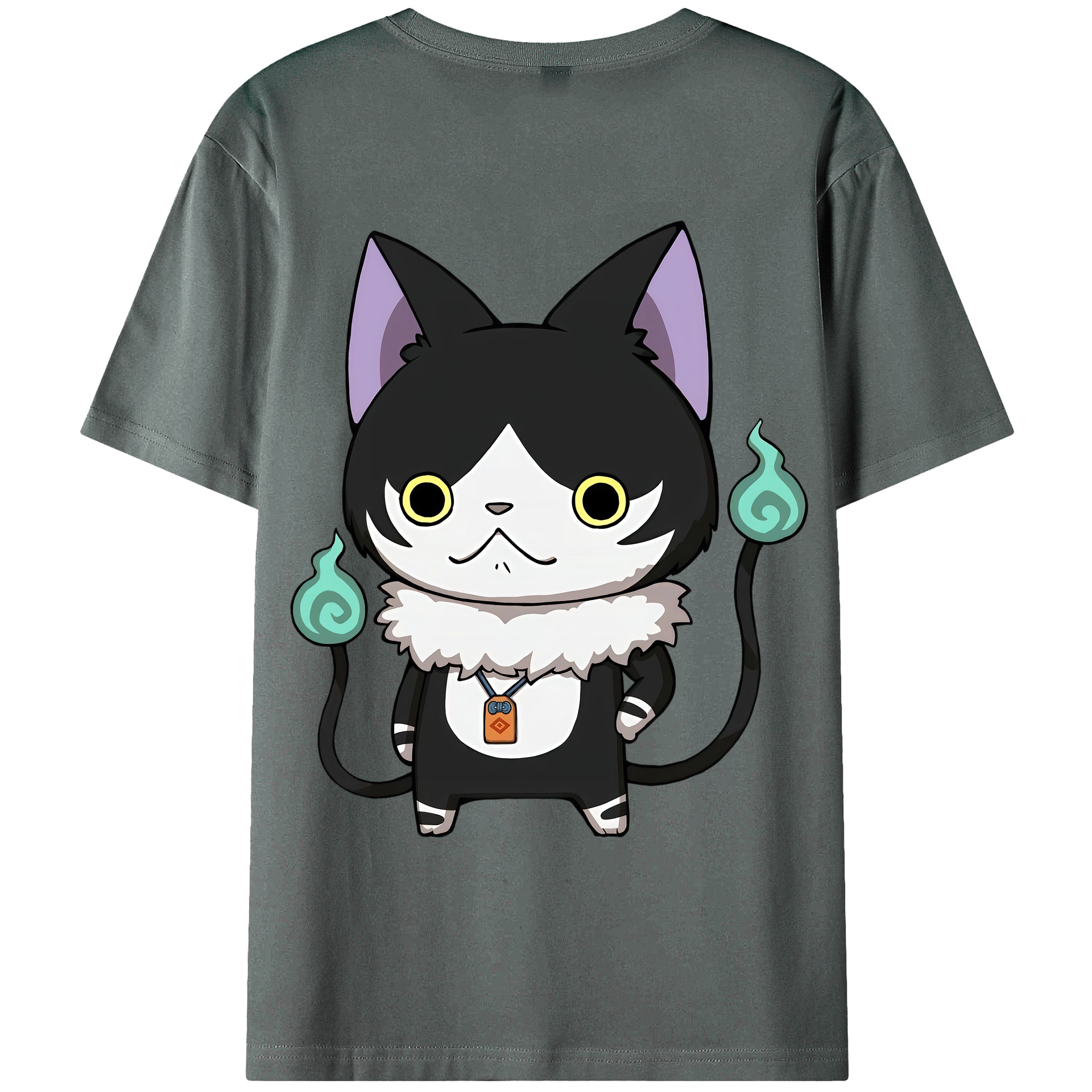 （画像用） 妖怪ウォッチ Yo-kai Watch 綿100％ メンズ半袖Tシャツ（バックプリント） 通気性